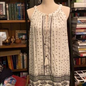 White,black and green halter style top